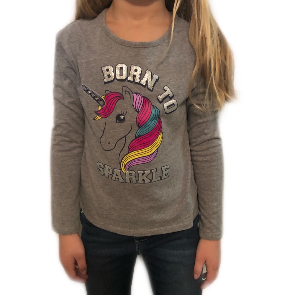 Girls unicorn shirt “born to sparkle”